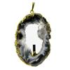 42ct Druzy Agate Tourmaline Pend  Gold Vermeil (JEW-1736)