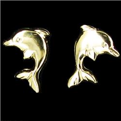 1.34ctw 10k Gold Dolphin Earrings (JEW-2930)