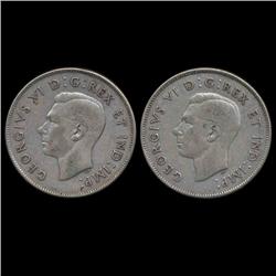 1946 Canada 50c ND WD 2pcsXF/AU (COI-8604)