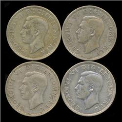 1940 Britain Silver 1/2 Crown VF/XF 4pcs (COI-8879)