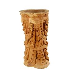 Antique Large Teak Mortar Lace Carved (ART-014)