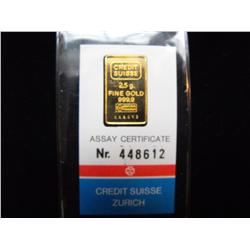 CREDIT SUISSE 999.9 GOLD BAR 2.5 GRAMS SEALED