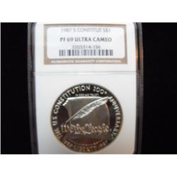 1987 CONSTITUTION PROOF NGC 69 ULTRA CAMEO