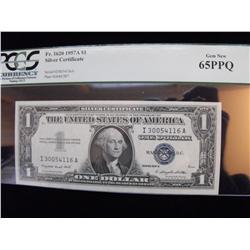 $1 SILVER CERTIFICATE PCGS 1957 GEM 65