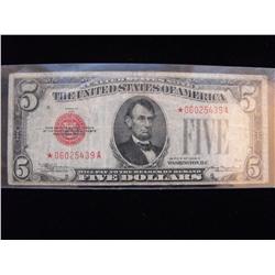 *** STAR *** $5 RED SEAL 1928 C TOUGH NOTE!!!