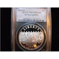 2007 DESEGREGATION PCGS DCAM PROOF MS 69 SILVER $1