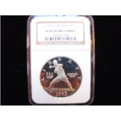 1992 S OLYMPIC $1 SILVER NGC PROOF 69 ULTRA CAMEO