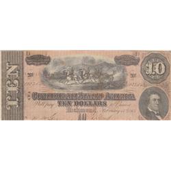 $10 CONFEDERATE CURRENCY 1864 NICE APPEAL