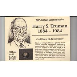 GOLD COMMEMORATIVE TRUMAN 1884-1984