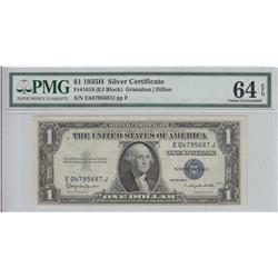 $1 1935 H SILVER CERTIFICATE EJ BLOCK PMG UNC 64 EPQ