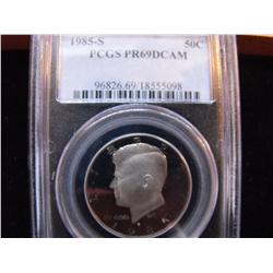 Pcgs proof 69 dcam 1985 s Kennedy half