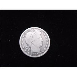 1907 D BARBER SILVER HALF