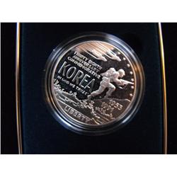 SILVER KOREAN WAR MEMORIAL $1 US ORIGINAL PAPERS & BOX