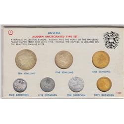 AUSTRIA UNC TYPE SET SILVER .2613 ASW