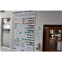 2  4'X8' WHITE BOARDS & A CLOCK