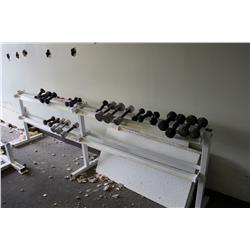 DOUBLE WIDE DUMBELL RACK C/W CONTENTS
