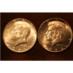 1964 Kennedy Half Dollars-Lot of 2