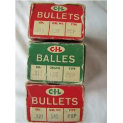 Lot of 3 boxes assorted CIL bullets