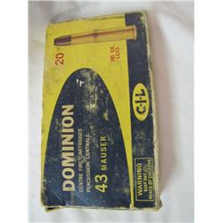 Ammo 10 live & 12 empty .43 Mauser