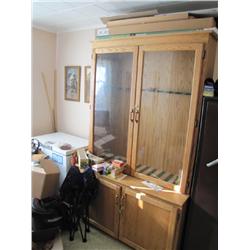 Wood Gun Cabinet with Glass Display Doors