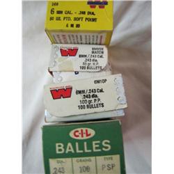 Lot of 4 boxes .243 bullets