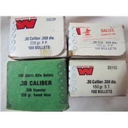 Lot of 4 boxes .30 cal bullets