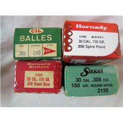 Lot of 4 boxes .30 cal bullets