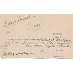 1916 (3 May): British Army travel permit