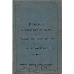 1919: Sean T O'Ceallaigh's copy of "Report On Conditions In Ireland"