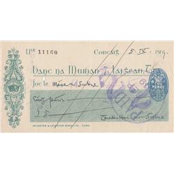 1919 (5 September) Terence MacSwiney signed cheque to his sister Mary.