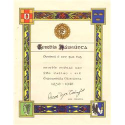 1939-1946: Emergency Service Medal and certificate - 26ú Cathlán