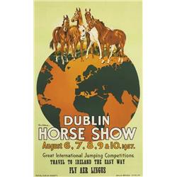 1957 Poster: Dublin Horse Show - Travel to Ireland the easy way Aer Lingus