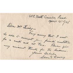 1925 (14 April) Sean O'Casey letter to artist Patrick Tuohy at the Metroplitan School of Art