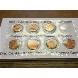 1982-7 VARIETIES LINCOLN CENTS (UNC)