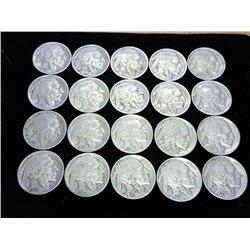 20 ASSORTED 1930'S BUFFALO NICKELS