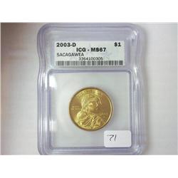 2003-D SACAGAWEA DOLLAR ICG MS67