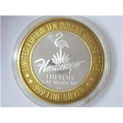 FLAMINGO HILTON CASINO $10 SILVER TOKEN (UNC)