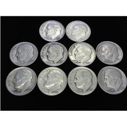10 ASSORTED ROOSEVELT DIMES SILVER