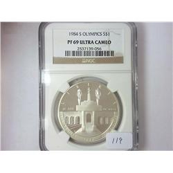 1984-S OLYMPICS SILVER DOLLAR NGC PF69 ULTRA CAMEO