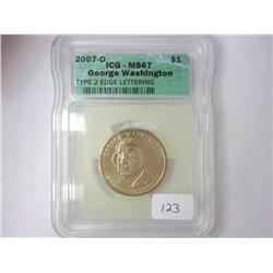 2007-D WASHINGTON DOLLAR ICG MS67