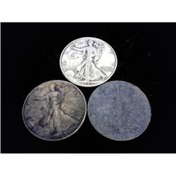 3 WALKING LIBERTY HALF DOLLARS (AS SHOWN)