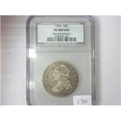 1834 BUST HALF DOLLAR NCS (VERY GOOD DETAILS)