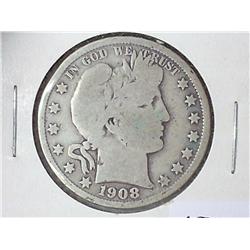 1908-D BARBER HALF DOLLAR