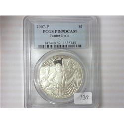 2007-P JAMESTOWN SILVER DOLLAR PCGS PR69DCAM