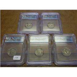 5 ICG SLABBED BUFFALO NICKELS 1928, 30,35,36 & 37