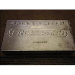100 TROY OZ ENGELHARD SILVER BAR .999+ FINE SILVER