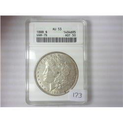 1888 MORGAN SILVER DOLLAR ANACS (AU53) VAM-78