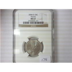 2004-D TEXAS QUARTER NGC MS67