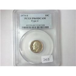 1979-S TYPE II ROOSEVELT DIME PCGS PR69DCAM