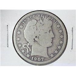 1907-S BARBER HALF DOLLAR